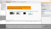 Diagram in MELSOFT Navigator showing a network configuration layout with connected PLCs, HMIs, and network paths for Mitsubishi Electric devices.