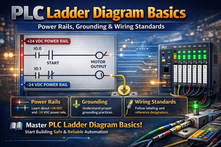 PLC Ladder Diagram Basics | Power Rails & Grounding