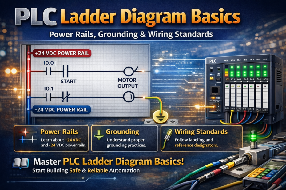PLC ladder diagram basics power rails grounding