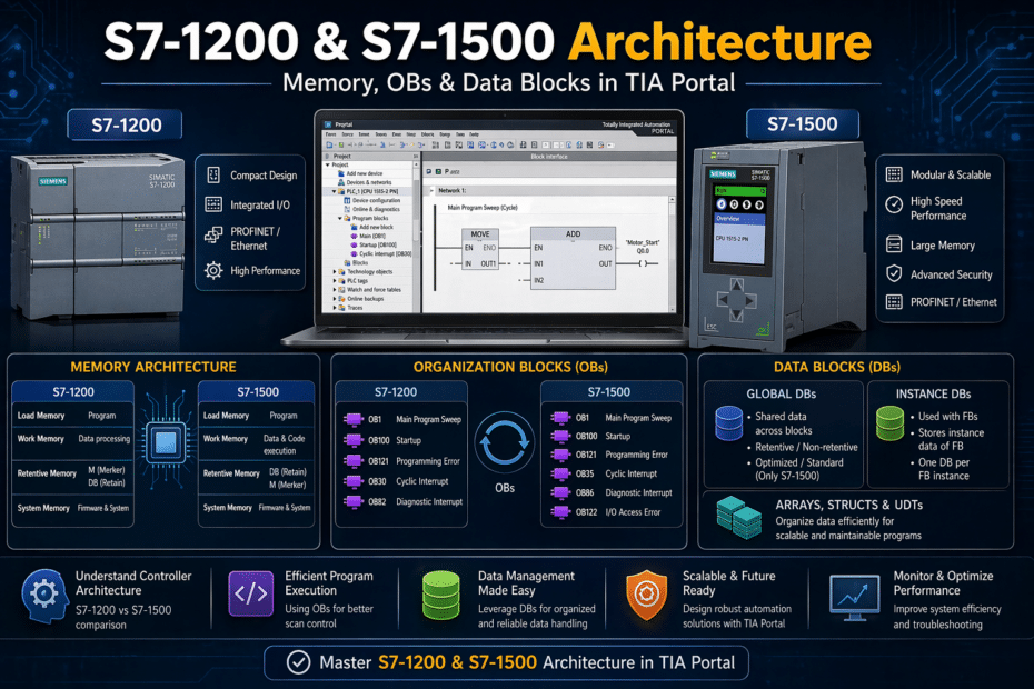 S7-1200 S7-1500 controller architecture memory OBs