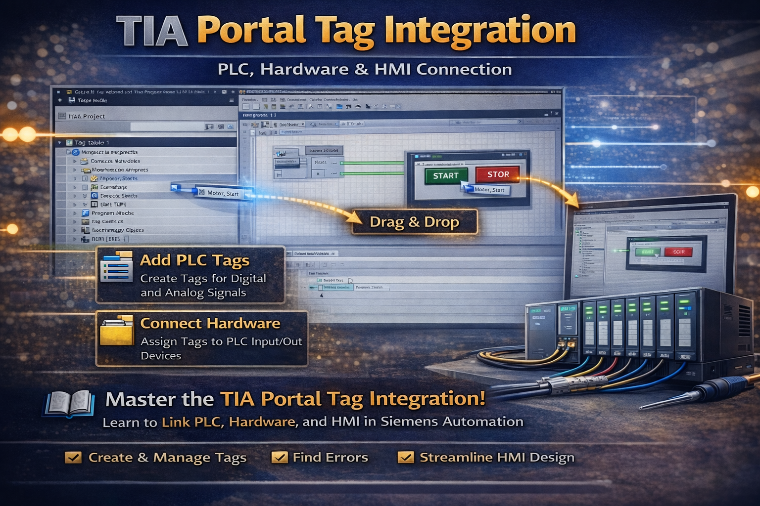 TIA Portal tag integration PLC HMI connection